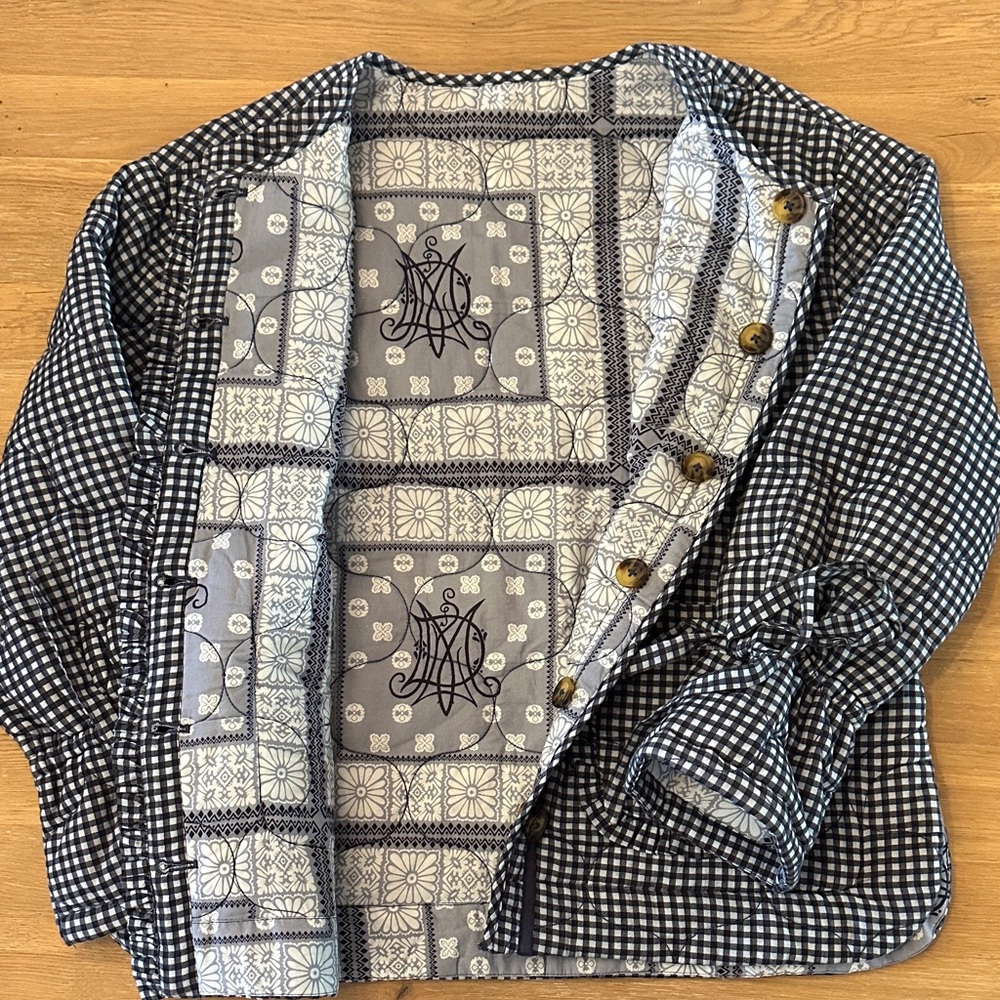 NWOT Damson Madder Navy Checkered Reversible Women's Jacket - Picture 6 of 10